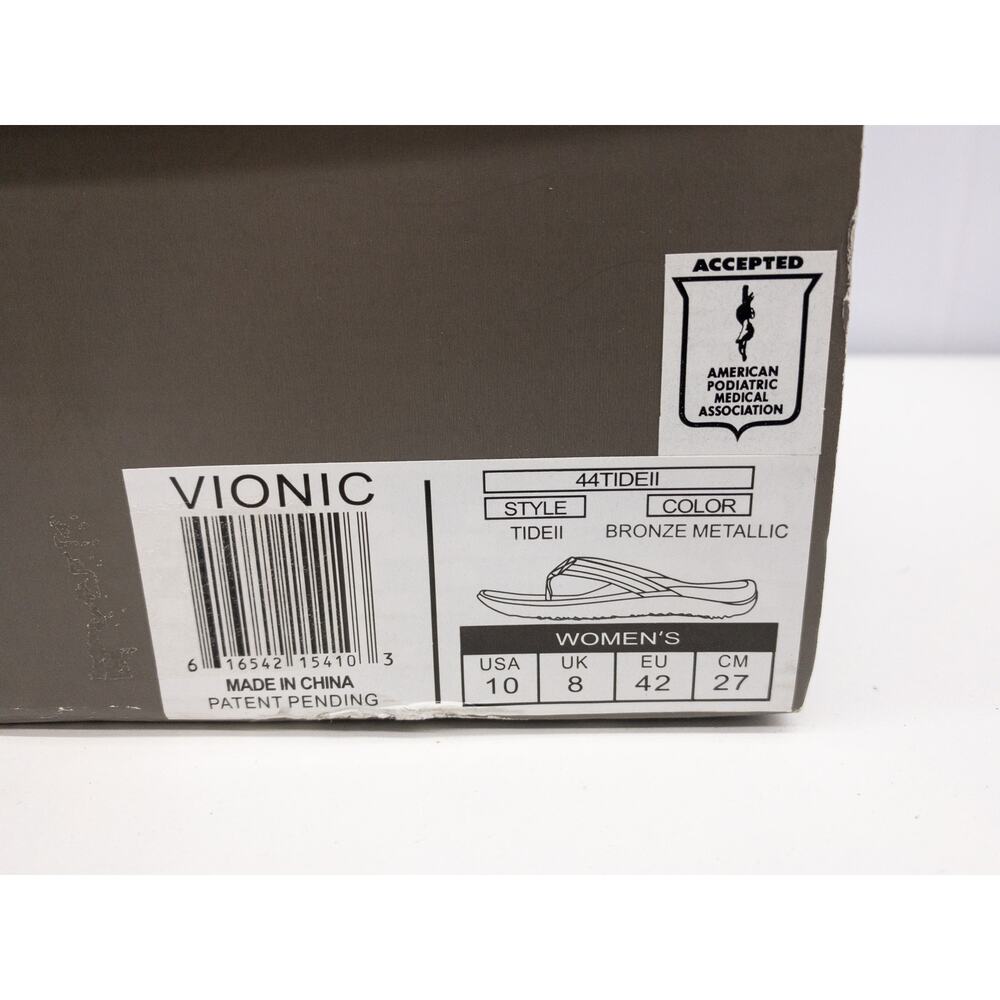 Vionic Tide II Toe Post Sandal Women's 10 Bronze Metallic Arch Support NWB - Picture 9 of 10